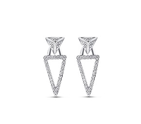 Silver Triangle Drop Earrings