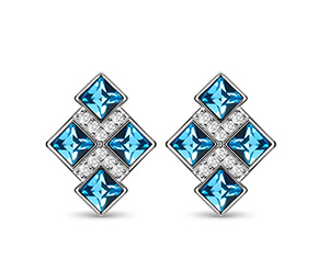 Blue Rhombus Crystal Studs