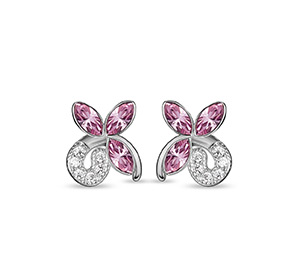 Pink Crystal Butterfly Earrings