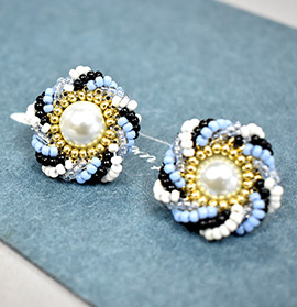 Spiral Beaded Stud Earrings with Pearls