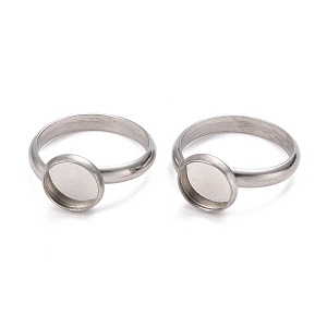 latón ajustable anillo de dedo de la configuración de los componentes de oro con almohadilla redonda de 6 mm para hacer anillos de joyería PandaHall 40 anillos en blanco 